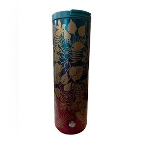 Starbucks fall 2020 ombré pink blue‎ floral stainless steel tumbler 16oz